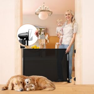 Puertas de bebé retráctiles sin perforación para puertas sin perforación, puertas retráctiles para perros, puerta de bebé retráctil para mascotas, puerta de 55 pulgadas de ancho.