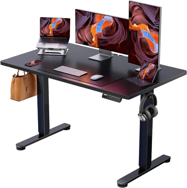ErGear EGESD5B, Escritorio eléctrico de pie ajustable en altura, escritorio de 122 x 61 cm, escritorio con memoria de oficina en casa para computadora, color negro.