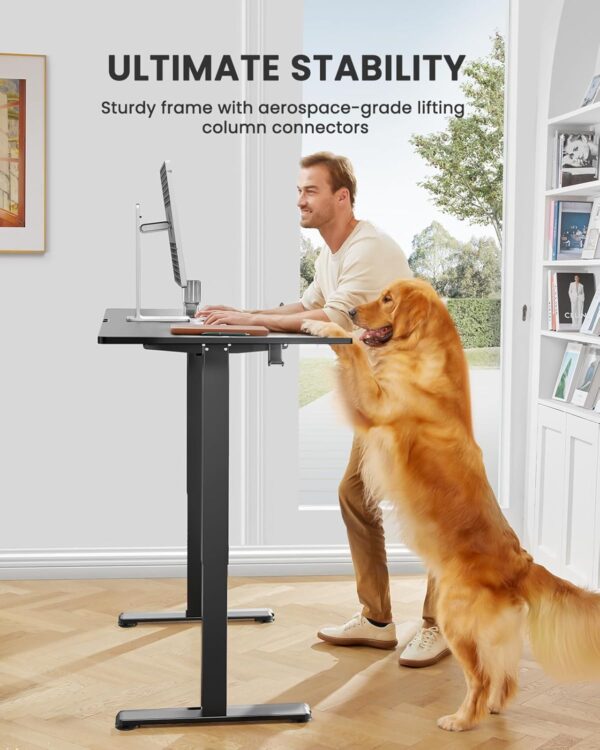 ErGear EGESD5B, Escritorio eléctrico de pie ajustable en altura, escritorio de 122 x 61 cm, escritorio con memoria de oficina en casa para computadora, color negro. - Image 3