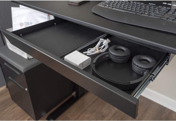 Organizador de almacenamiento de cajón deslizante para computadora de pie para computadora de pie | Requiere 14 pulgadas de espacio frontal a trasero debajo de escritorios y mesas (negro). - Image 2