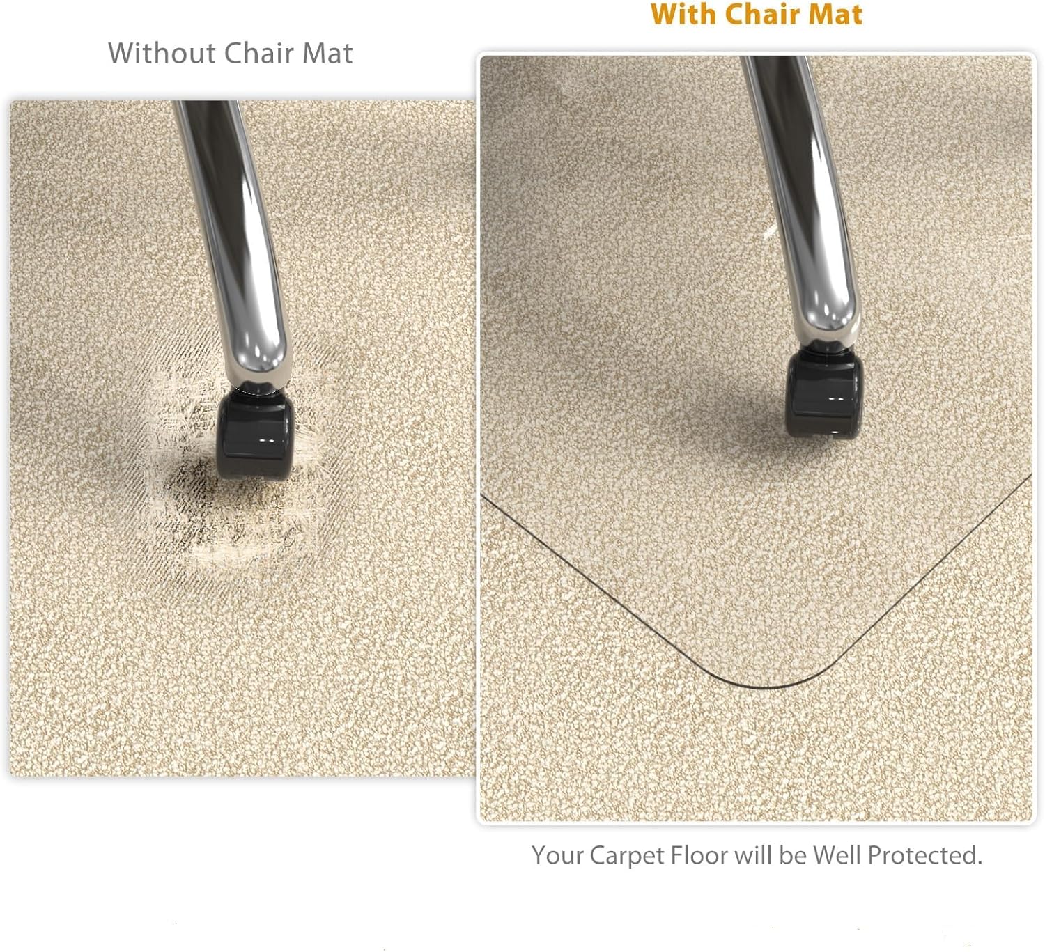 Tapete resistente para silla de oficina para alfombras y suelos de madera dura, transparente, 0.12 pulgadas de grosor, tapete de computadora de 36 x 48 pulgadas, material de policarbonato templado. - Image 3