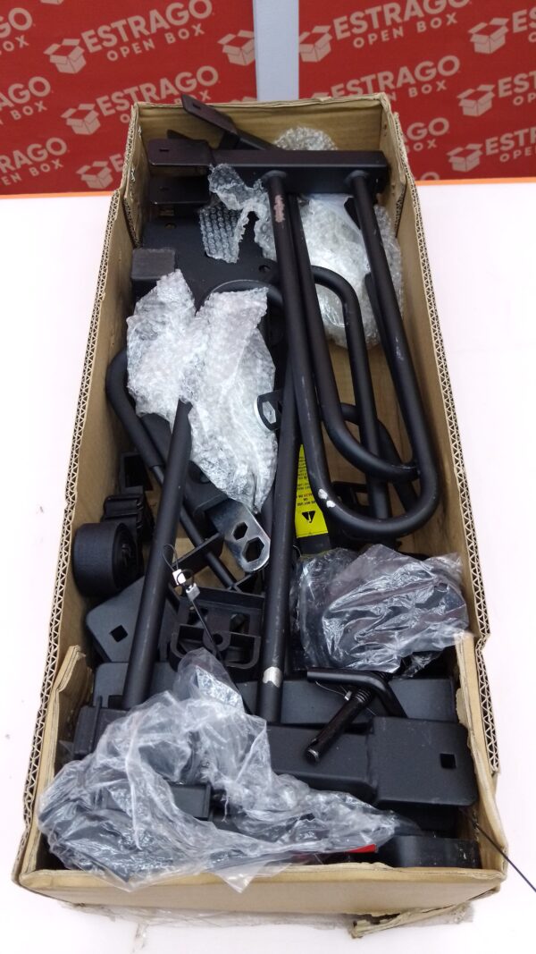 Portabicicletas de enganche directo fiable para camión, SUV y coche, estilo de bandeja de plataforma, diseño compacto y plegable, capacidad para 2 bicicletas para receptores de enganche de 3,17 cm y 5,08 cm (adaptador incluido). - Image 5