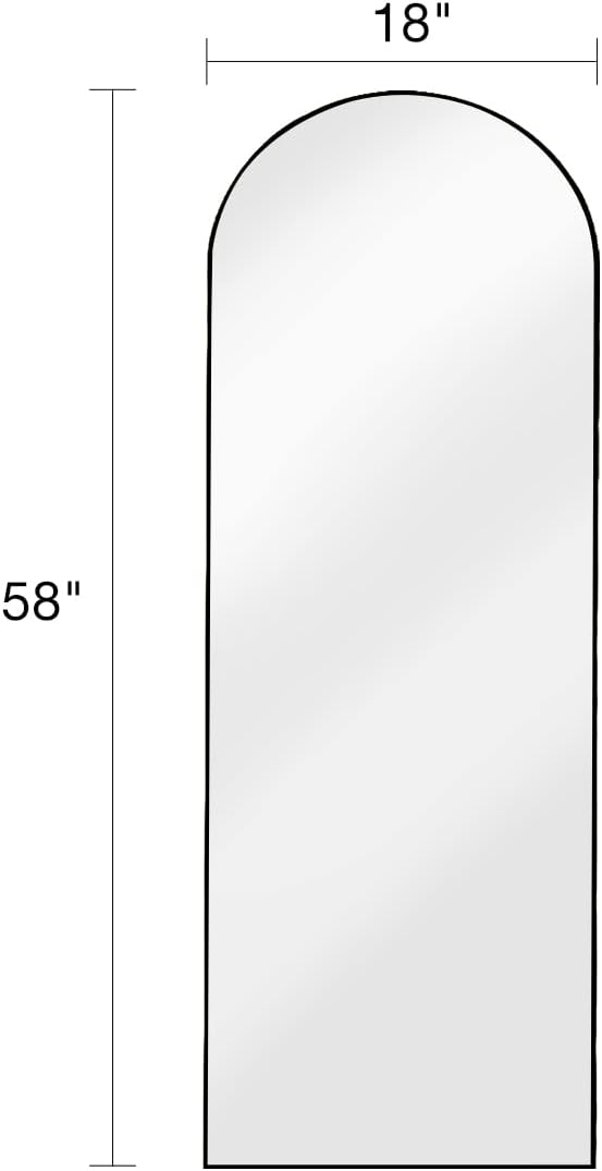 DYNWELL Espejo arqueado de longitud completa, espejo de piso con soporte, espejo grande de 18 x 58 pulgadas, espejo de pared de longitud completa, espejo negro de longitud del piso, espejo de piso. - Image 3