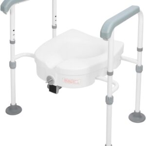 Asiento de Inodoro Elevado con Asas, Silla con Inodoro Elevador de Asiento de Inodoro de Acero Inoxidable de Alta Estabilidad, Elevador de Inodoro Elevado, para Personas Mayores.