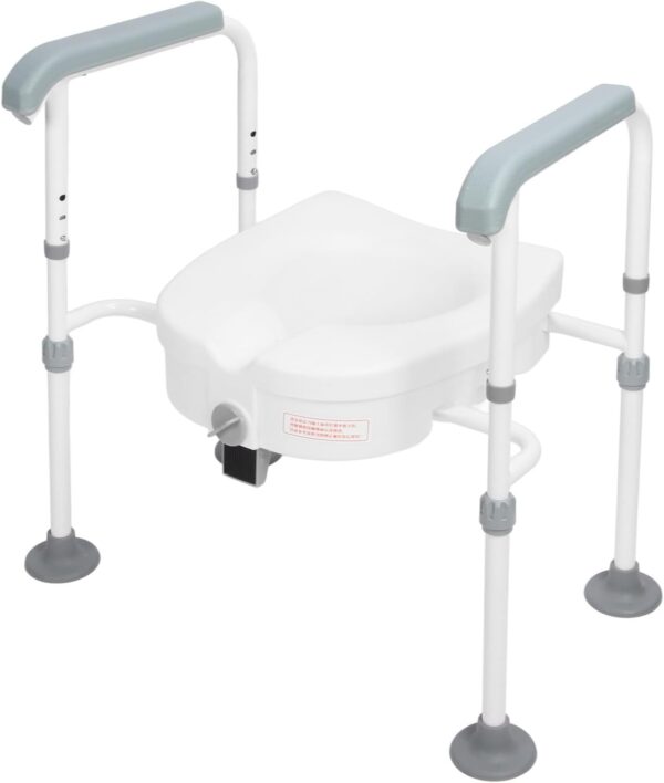 Asiento de Inodoro Elevado con Asas, Silla con Inodoro Elevador de Asiento de Inodoro de Acero Inoxidable de Alta Estabilidad, Elevador de Inodoro Elevado, para Personas Mayores.