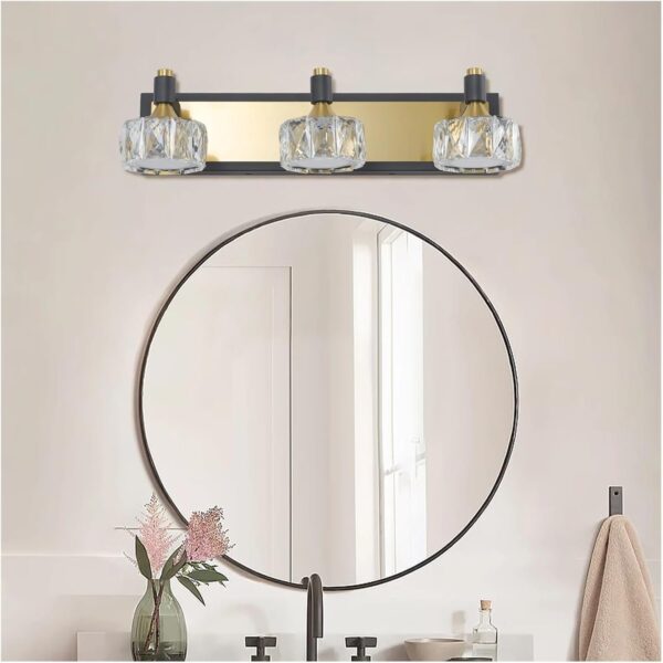 Generic. Lámpara de tocador de baño moderna de cristal de 3 luces LED for espejo, accesorios de iluminación de pared for baño.