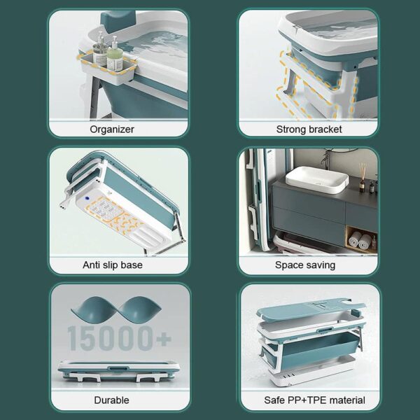 tina plegable portátil para adultos, ideal para baño de hielo caliente con manos extendidas de 53 pulgadas. - Image 2