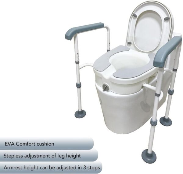 Asiento de Inodoro Elevado con Asas, Silla con Inodoro Elevador de Asiento de Inodoro de Acero Inoxidable de Alta Estabilidad, Elevador de Inodoro Elevado, para Personas Mayores. - Image 3