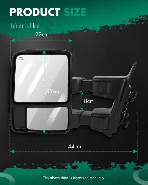 SCITOO - Espejo de remolque lateral del conductor compatible con Ford F250 para F450 para F550 para F550 Super Duty, con control de alimentación, calefacción, telescópico. - Image 3