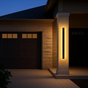 SJIGUANGZ Lámpara de pared de tira larga de 47.24 pulgadas al aire última intervensión impermeable IP65 LED lineal de pared, 38 W, elegante, rectangular, blanco esmerilado, acrílico, lámparas para sala de estar, porche, cochera.