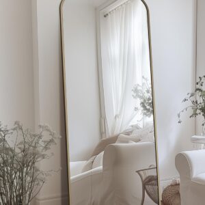 Antok. Espejo arqueado de longitud completa, espejo de piso de 58 x 18 pulgadas con tallado, espejos de cuerpo completo para decoración del hogar, espejo de pared grande para recámara, sala de estar.
