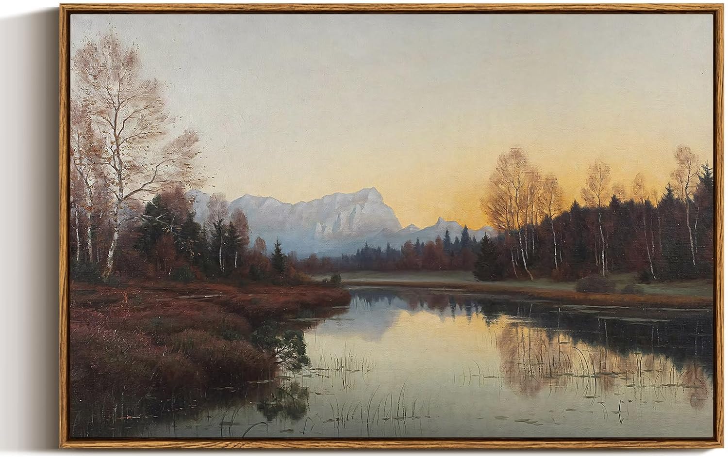 ARPEOTCY - lona enmarcado grande para pared, decoración de paisaje de otoño, 20 x 30 pulgadas, recámara, cocina, sala de estar, decoración de otoño, naturaleza, arte clásico del lago.