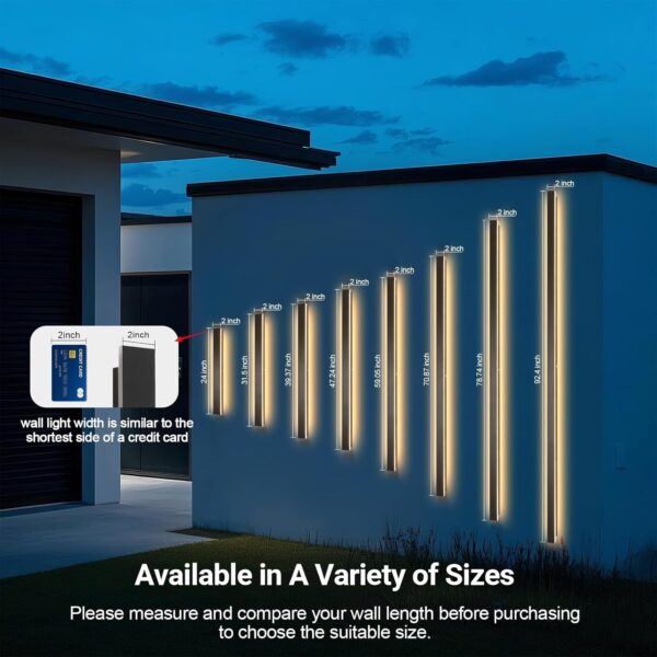 SJIGUANGZ Lámpara de pared de tira larga de 47.24 pulgadas al aire última intervensión impermeable IP65 LED lineal de pared, 38 W, elegante, rectangular, blanco esmerilado, acrílico, lámparas para sala de estar, porche, cochera. - Image 2