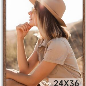 HLiWEGNS - Marco de póster de 24 x 36 pulgadas, nogal claro, individual, madera de 24 x 36 pulgadas, marco de 24 x 36 pulgadas, para obras de arte, imagen, impresión, retrato, rompecabezas, póster.