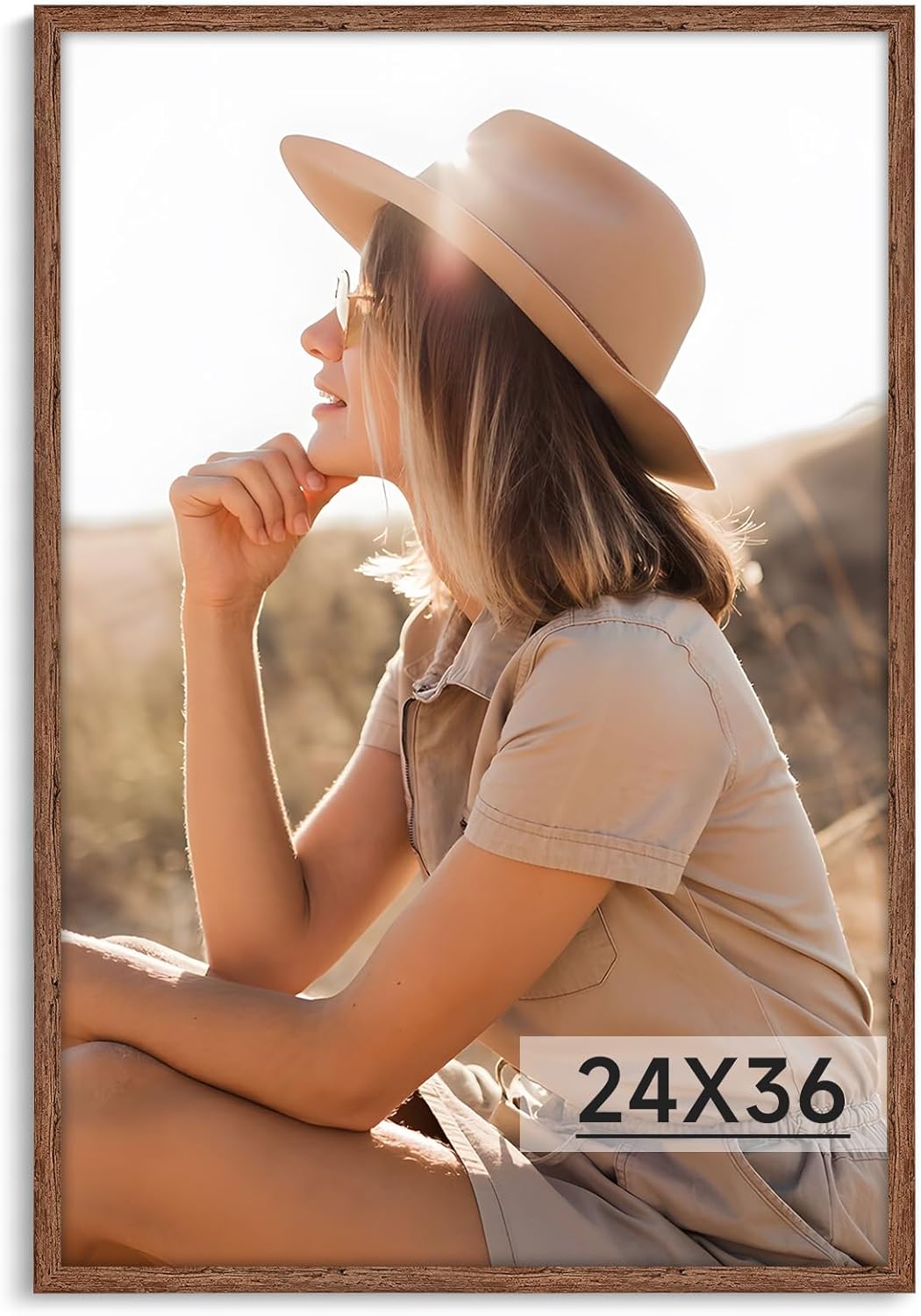 HLiWEGNS - Marco de póster de 24 x 36 pulgadas, nogal claro, individual, madera de 24 x 36 pulgadas, marco de 24 x 36 pulgadas, para obras de arte, imagen, impresión, retrato, rompecabezas, póster.
