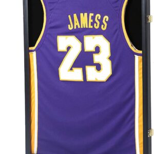 Default. Estuche de exhibición de jersey, caja de sombra, grande, con cierre de sombra, marco de jersey deportivo con protección UV, acrílico y 2 perchas para béisbol, baloncesto, fútbol, fútbol, hockey.