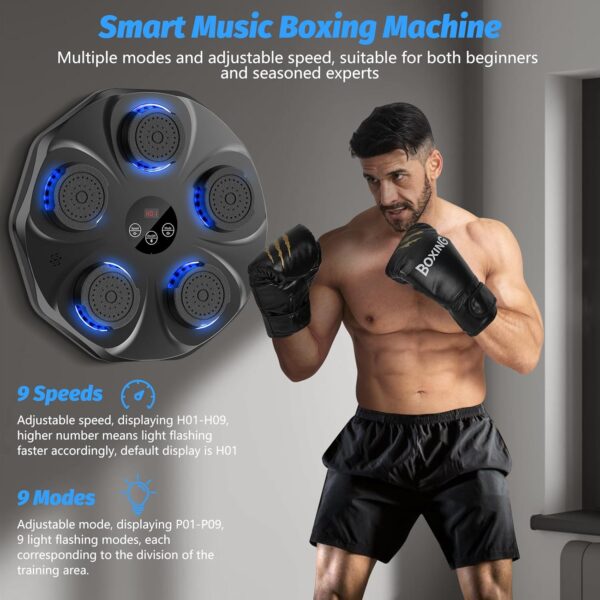 TGLLM. [Máquina de boxeo de música profesional] La máquina de boxeo de música está equipada con 9 modos y 9 velocidades para satisfacer las necesidades de la mayoría de las personas. Cuando el lente de boxeo se ilumina y lo golpeas con tu puño, obtienes un recuento. - Image 2