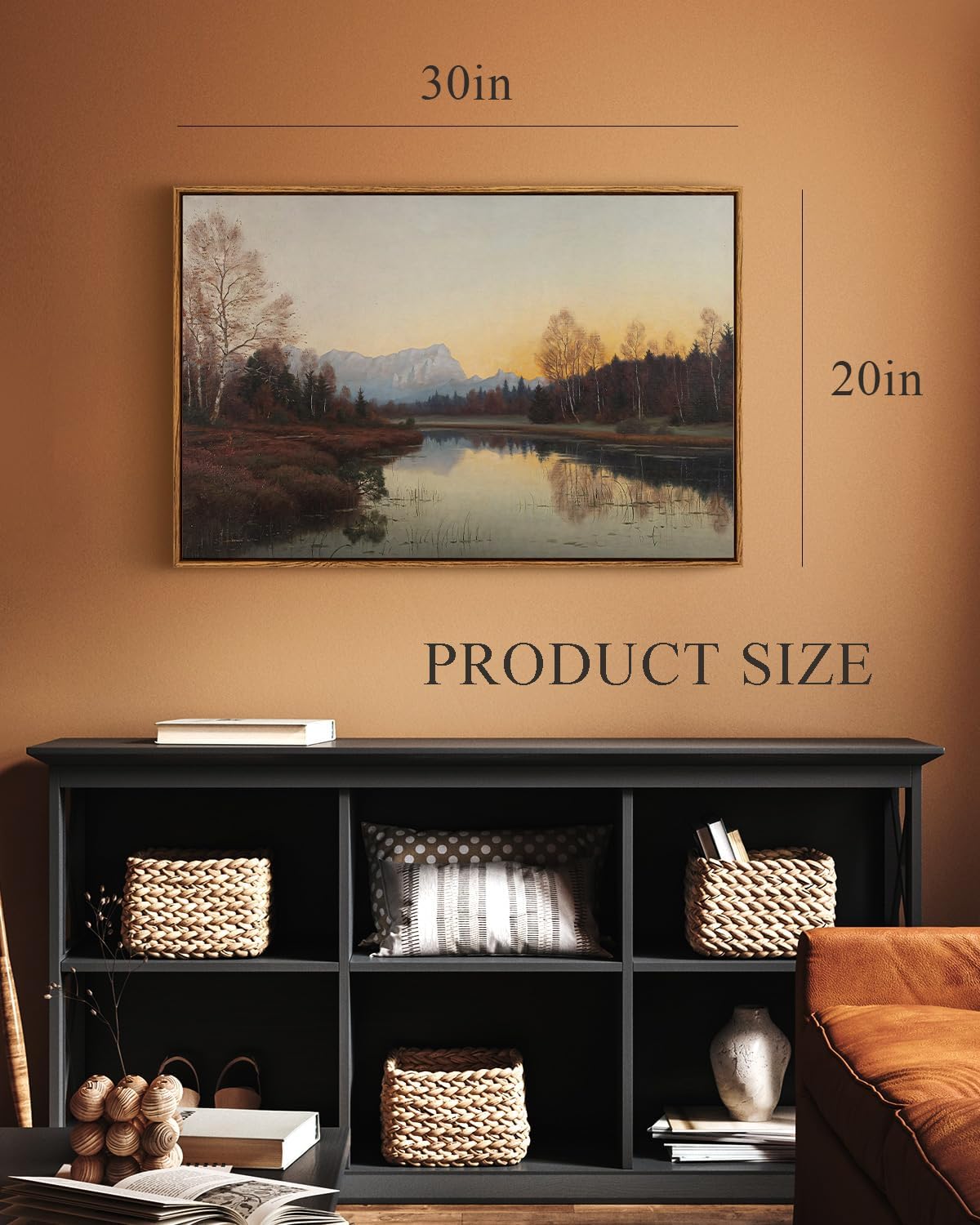 ARPEOTCY - lona enmarcado grande para pared, decoración de paisaje de otoño, 20 x 30 pulgadas, recámara, cocina, sala de estar, decoración de otoño, naturaleza, arte clásico del lago. - Image 2