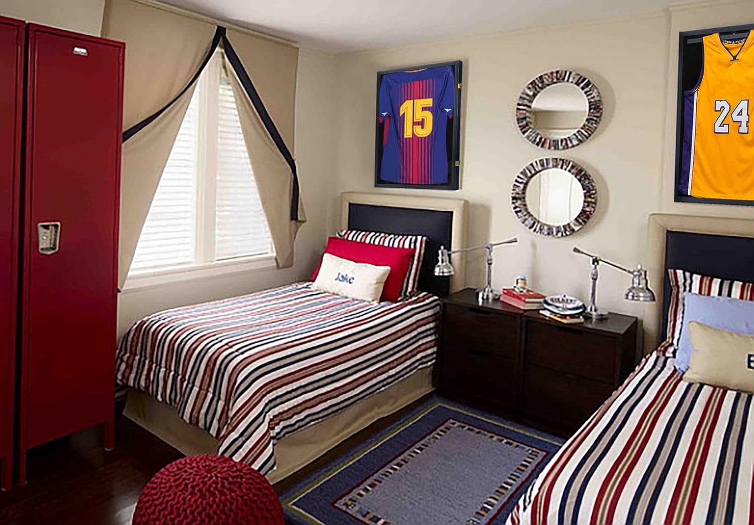 Default. Estuche de exhibición de jersey, caja de sombra, grande, con cierre de sombra, marco de jersey deportivo con protección UV, acrílico y 2 perchas para béisbol, baloncesto, fútbol, fútbol, hockey. - Image 4