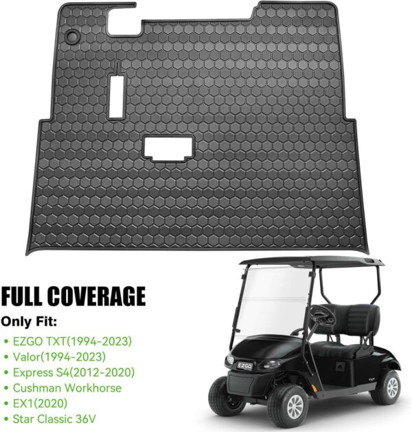 Tapete de cobertura completa para carrito de golf, compatible con EZGO TXT (1994+), Valor (1994+), Express S4(2012-2020), Cushman Workhorse EX1(2020), goma antideslizante gruesa. - Image 2