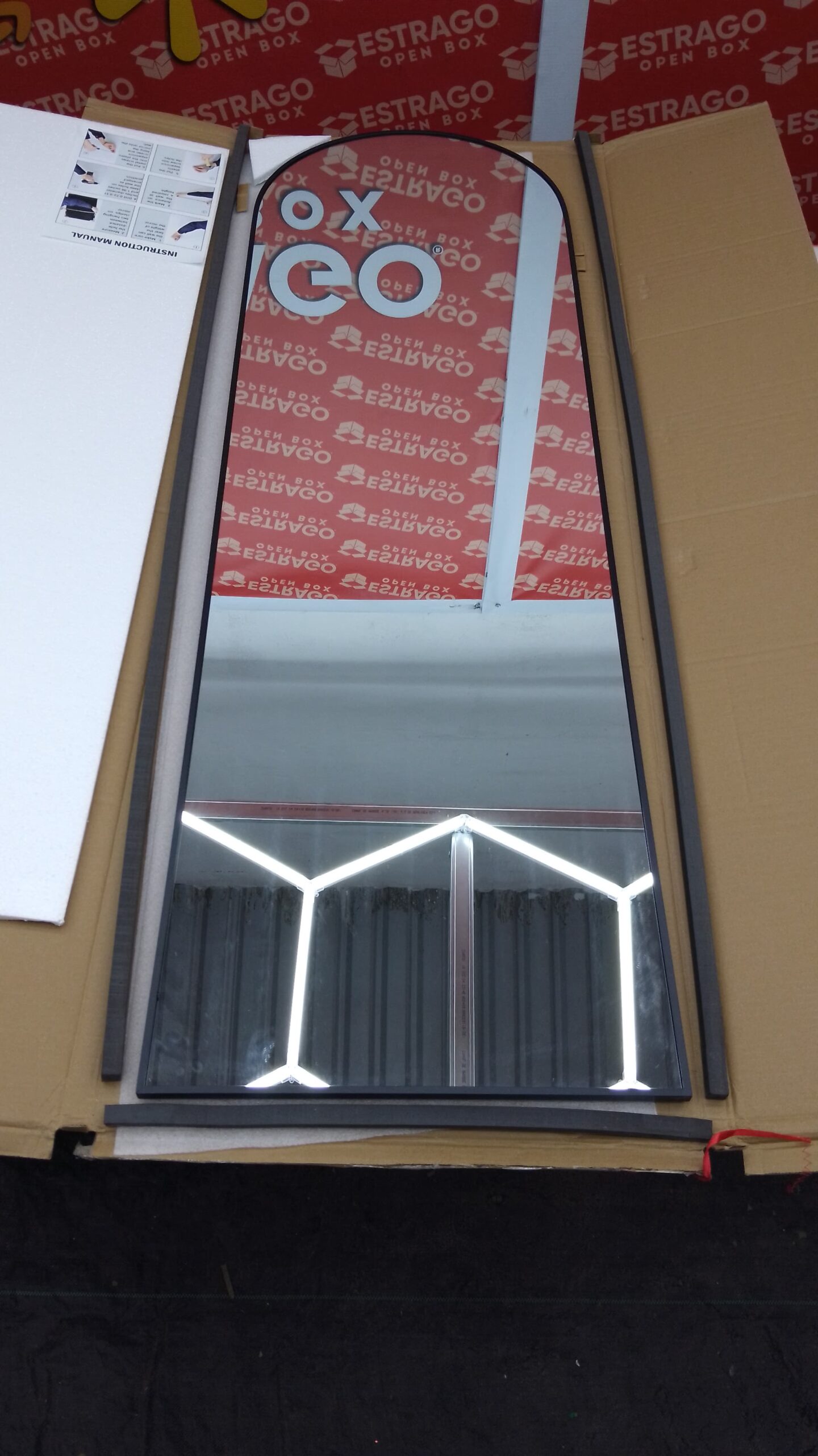 DYNWELL Espejo arqueado de longitud completa, espejo de piso con soporte, espejo grande de 18 x 58 pulgadas, espejo de pared de longitud completa, espejo negro de longitud del piso, espejo de piso. - Image 5