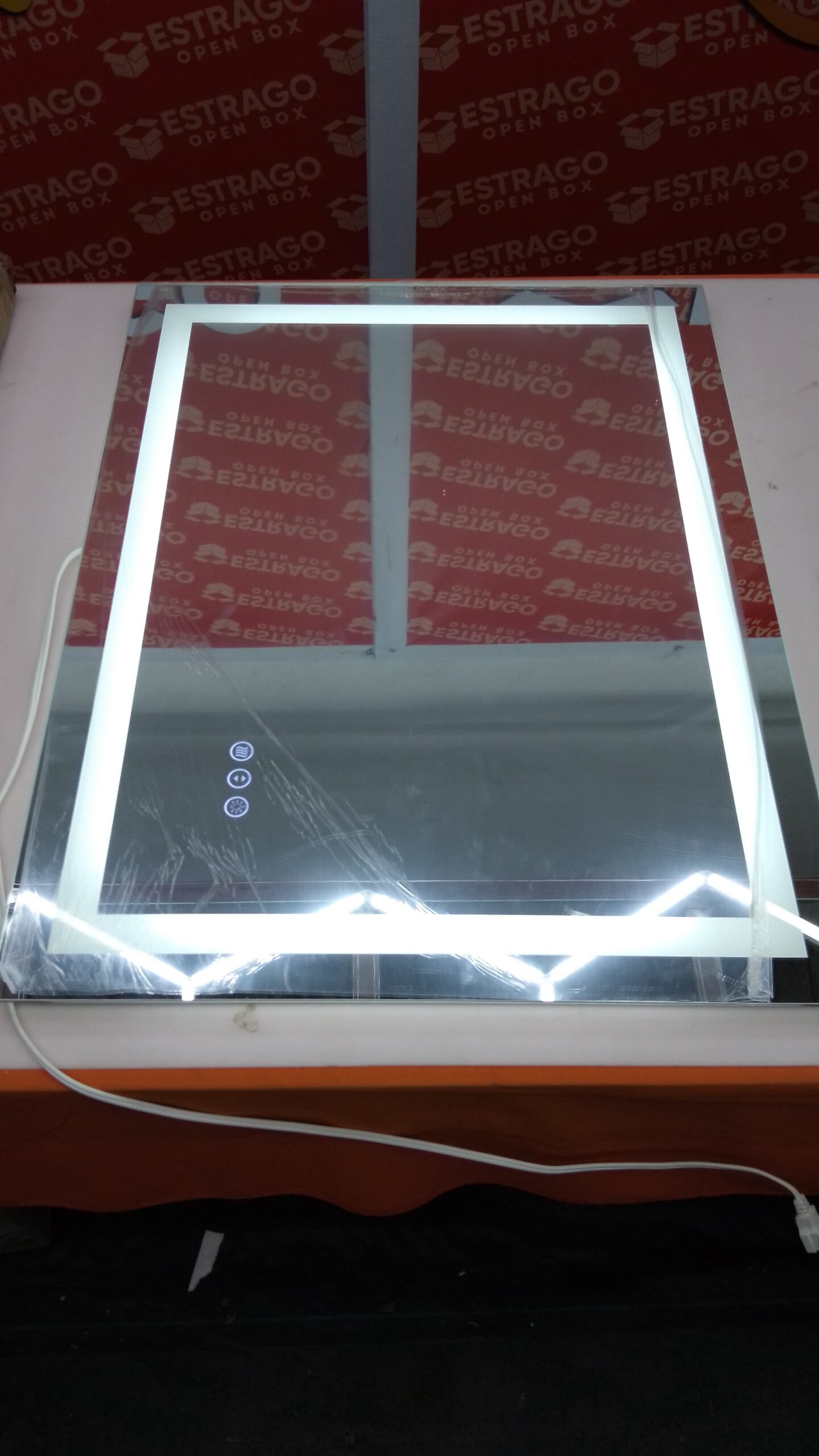 miskerm - Espejo de baño LED de 32 x 24 pulgadas con luces, antiniebla, regulable, retroiluminado + luz frontal, espejo de cambiador de baño iluminado para pared. - Image 5