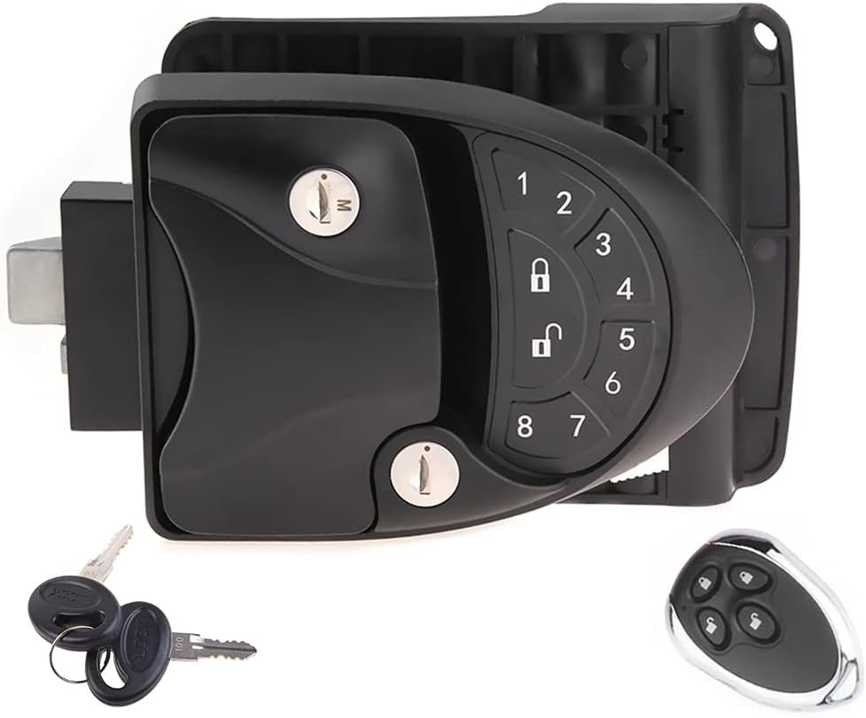 Cerradura De Puerta De Entrada Sin Llave Rv, Teclado Retroiluminado, Llaveros Inalámbricos Y 2 Llaves, Solo Se Ajusta A Orificio De Bloqueo De 2,75 "X 3,75", O Caravana, Viaje, Remolque De Caballos