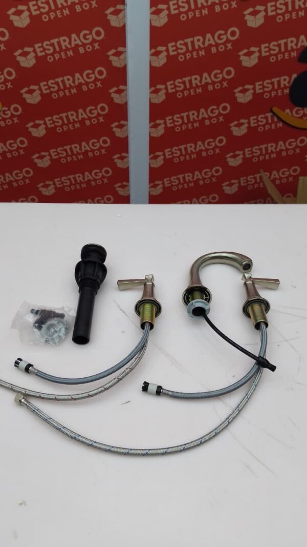 Grifo de Grifo Grifo de baño, para Fregadero 3 Hoyos, latón del Grifo, Grifo de 2 Manguitos, Fregadero de 3 Orificios, baño de Agua Caliente y fría batidora de Agua - Image 3