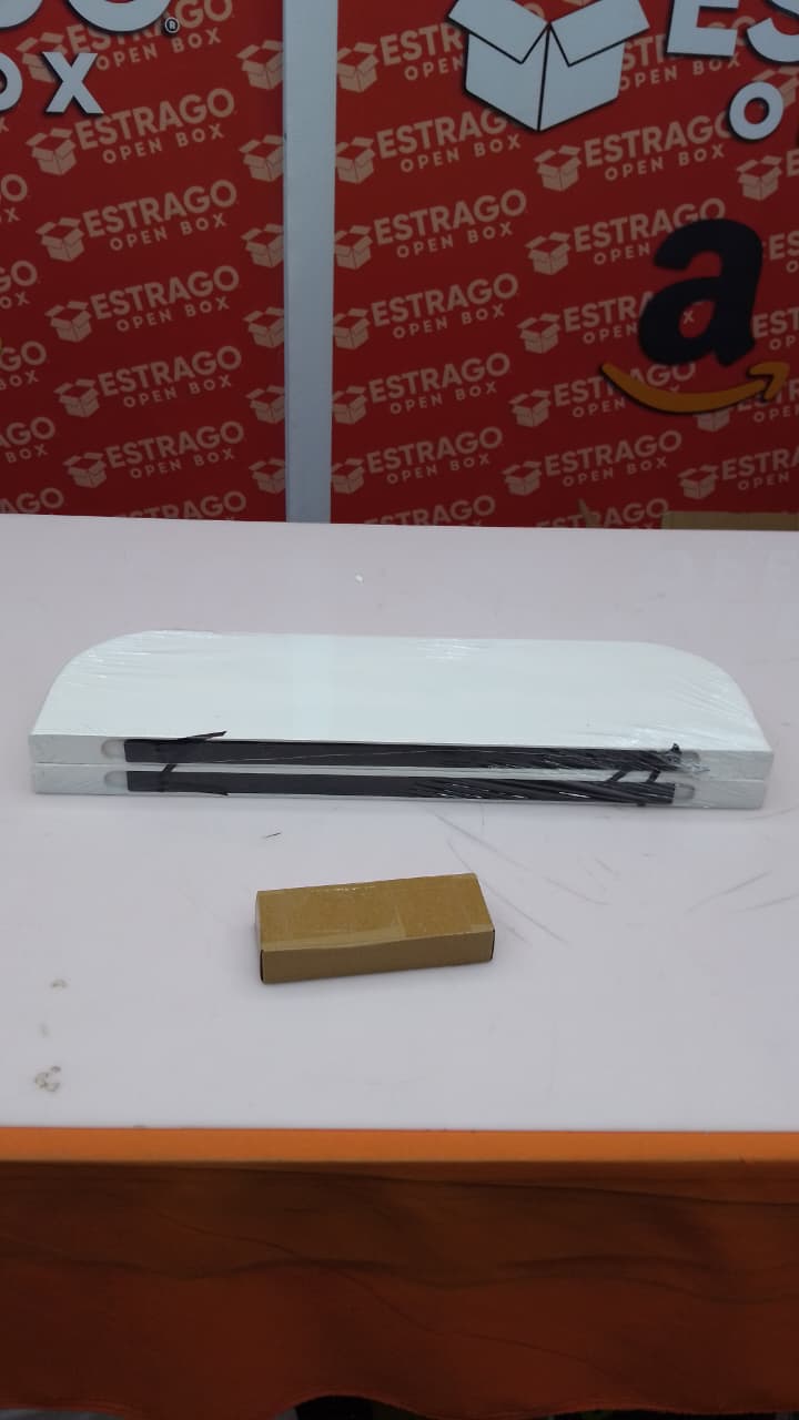 BATODA - Juego de 2 estantes flotantes de madera de acacia blanca de 17 pulgadas, montados en la pared (borde redondo), estantería decorativa de madera para pared, organizador de estantes de - Image 4