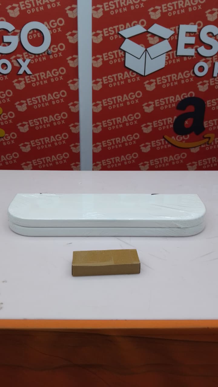 BATODA - Juego de 2 estantes flotantes de madera de acacia blanca de 17 pulgadas, montados en la pared (borde redondo), estantería decorativa de madera para pared, organizador de estantes de - Image 2