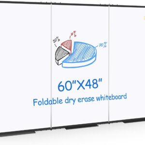 AllAreN pizarrón blanca magnética grande de 60 x 48 pulgadas con marco de aluminio negro, soporte de pared plegable para escritura de cuatro lados, para negocios, equipo, oficina en casa, educación en casa y aula escolar.