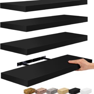 SORBUS - Estantes flotantes, estantes de Pared para Dormitorio, Cocina, Sala de Estar, estantes de baño sobre el Inodoro, decoración del hogar, Estilo Granja, 24 x 9 Pulgadas, estantes flotantes.