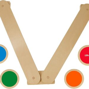 Juego de vigas de equilibrio y piedras para niños, juguete de actividad infantil de madera para interiores con 4 piedras coloridas, diseño portátil.