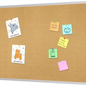 lockways corcho tablón de anuncios tablón de anuncios – 3 x 2 36 x 24- Marco de aluminio, Plateado.