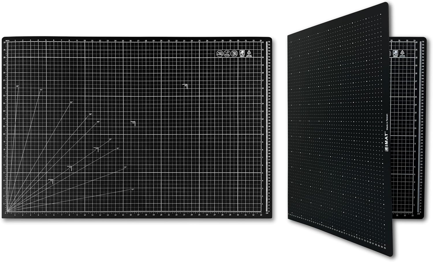 iMAT - Tapete de corte con tapa A1 (versión en pulgadas), 60 x 90 cm, plegable, ideal para manualidades, corte de papel, proyectos de piel y tela, bocetos, dibujo (negro).
