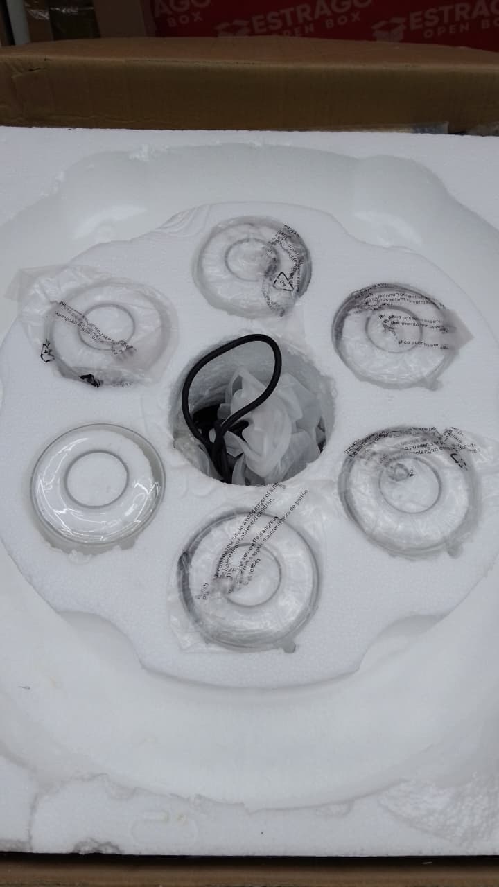 Wagon - Lámpara de araña de 32 pulgadas, lámpara de madera de granja con pantalla de vidrio de burbujas transparente, 9 luces, lámpara colgante redonda para comedor y sala de estar, entrada, vestíbulo. - Image 4